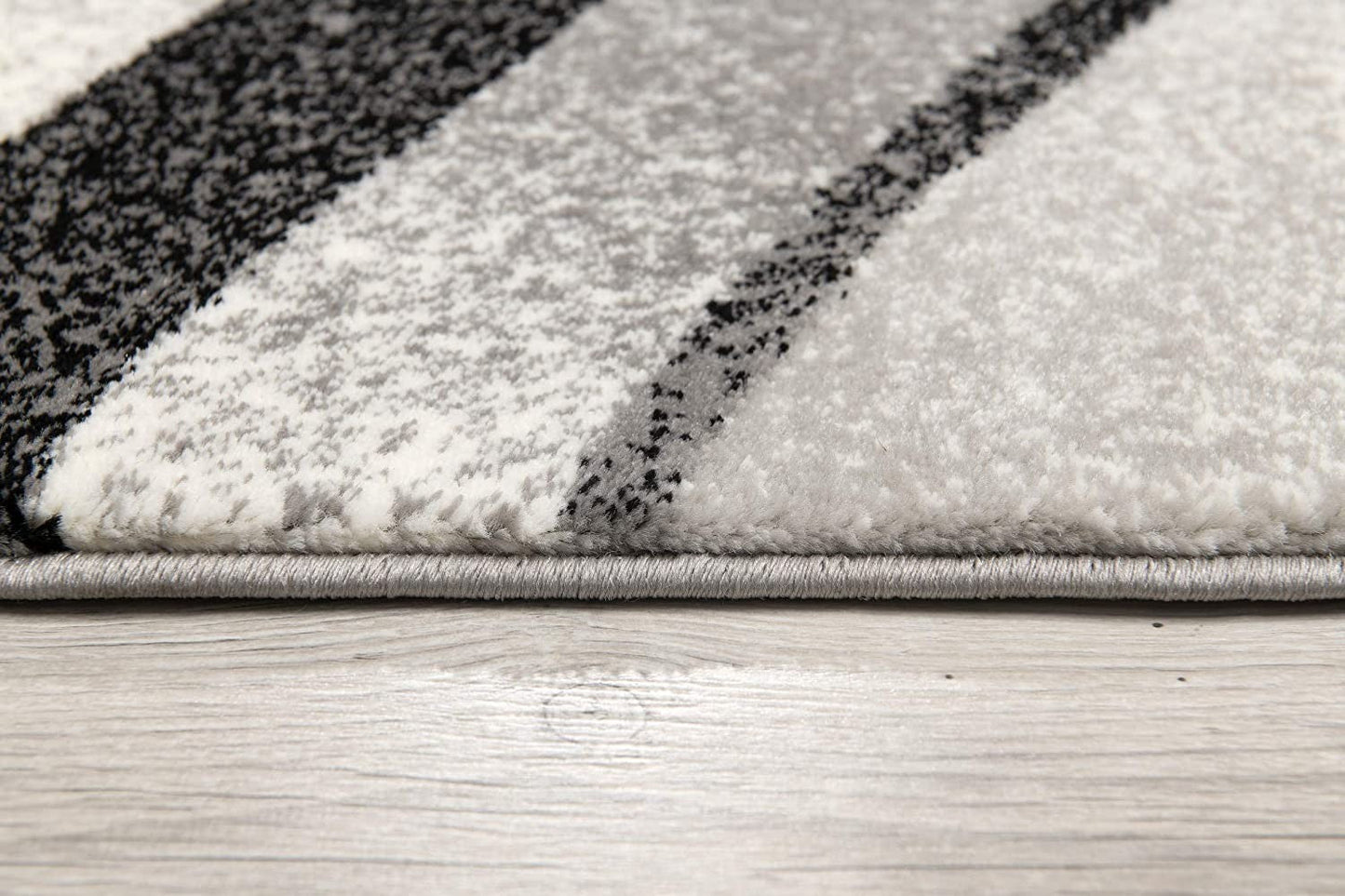HomeRoots 2' x 13' Black and Gray Abstract Marble Runner Rug