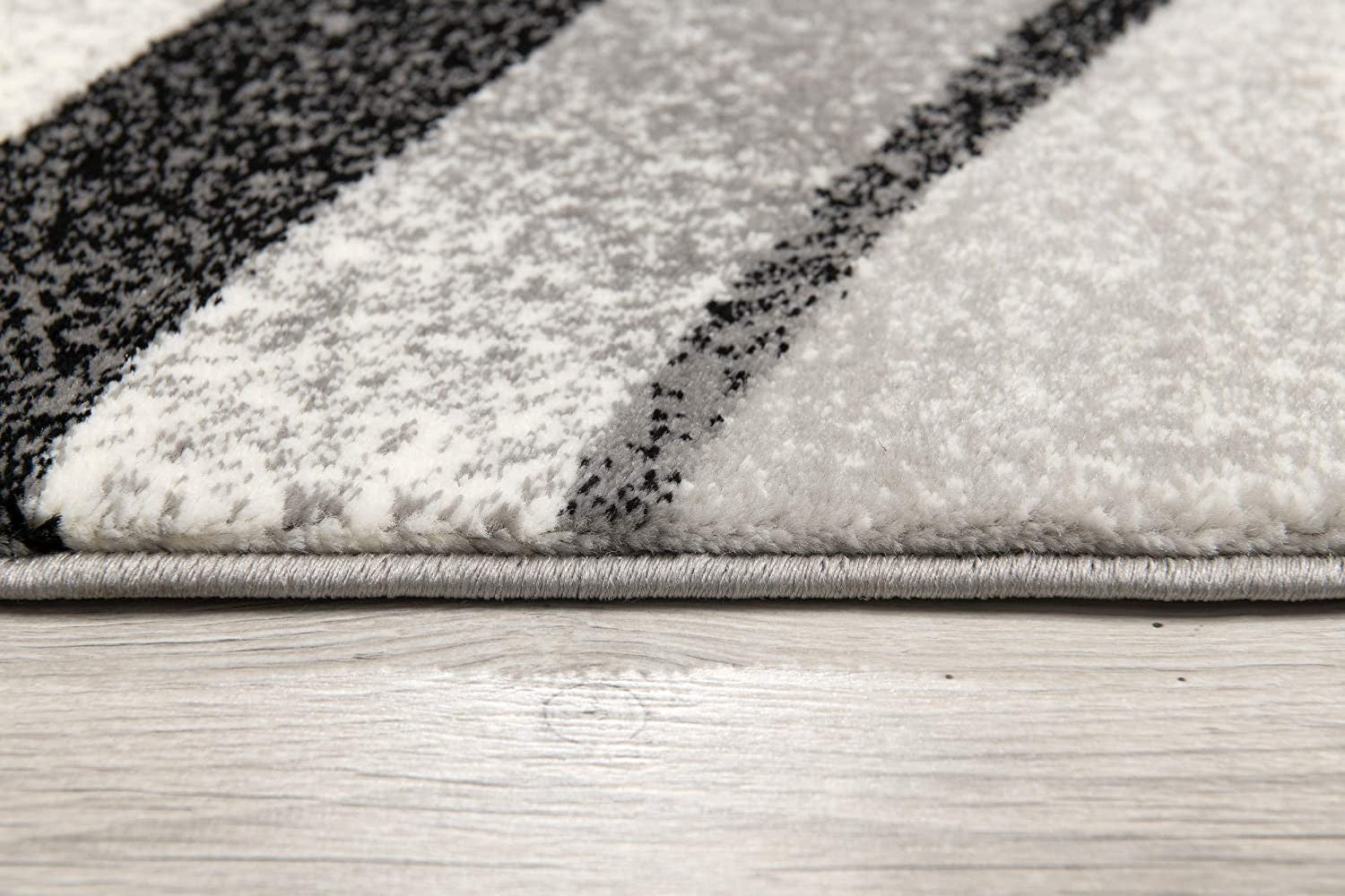 HomeRoots 2' x 13' Black and Gray Abstract Marble Runner Rug