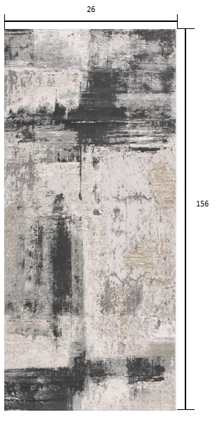HomeRoots 2' x 13' Cream and Gray Abstract Patches Runner Rug