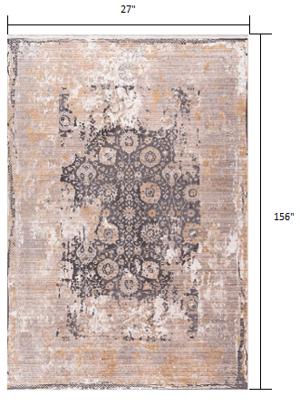 HomeRoots 2' x 13' Gray Washed Out Persian Runner Rug