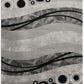 HomeRoots 2' x 13' Gray and Black Abstract Waves Runner Rug