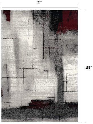 HomeRoots 2' x 13' Gray and Burgundy Abstract Runner Rug