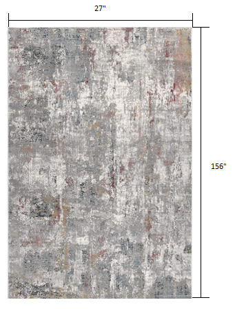 HomeRoots 2' x 13' Gray and Ivory Abstract Runner Rug