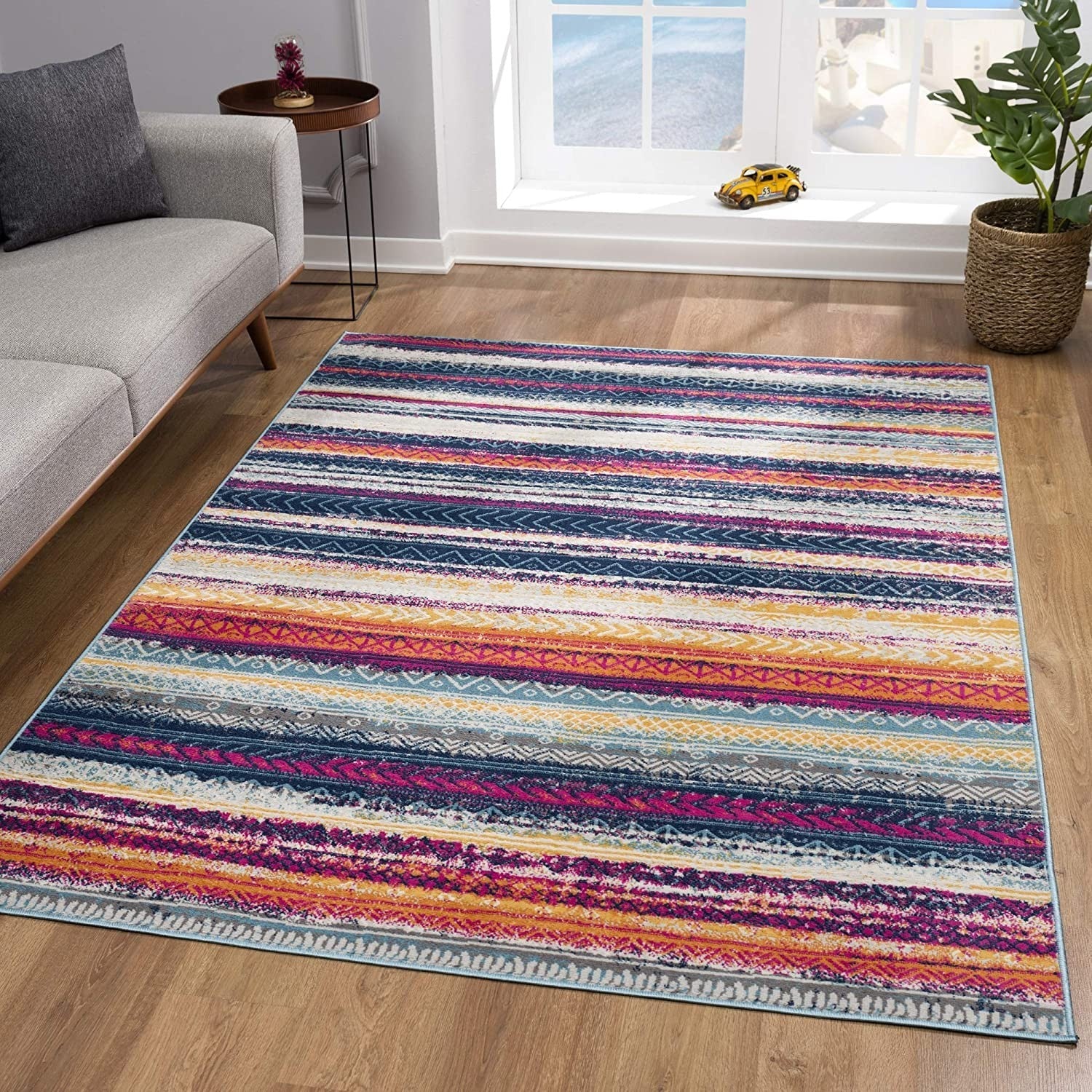 HomeRoots 2' x 13' Multicolor Irregular Striped Runner Rug