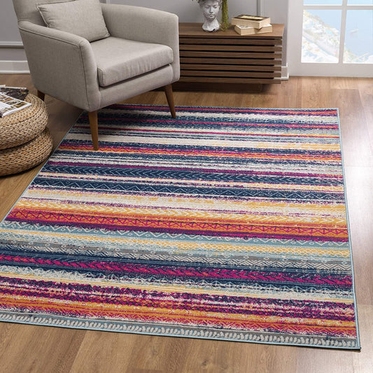 HomeRoots 2' x 13' Multicolor Irregular Striped Runner Rug