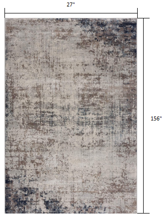 HomeRoots 2' x 13' Navy Blue Distressed Striations Runner Rug