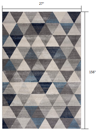 HomeRoots 2' x 13' Navy Blue Geometric Diamond Runner Rug