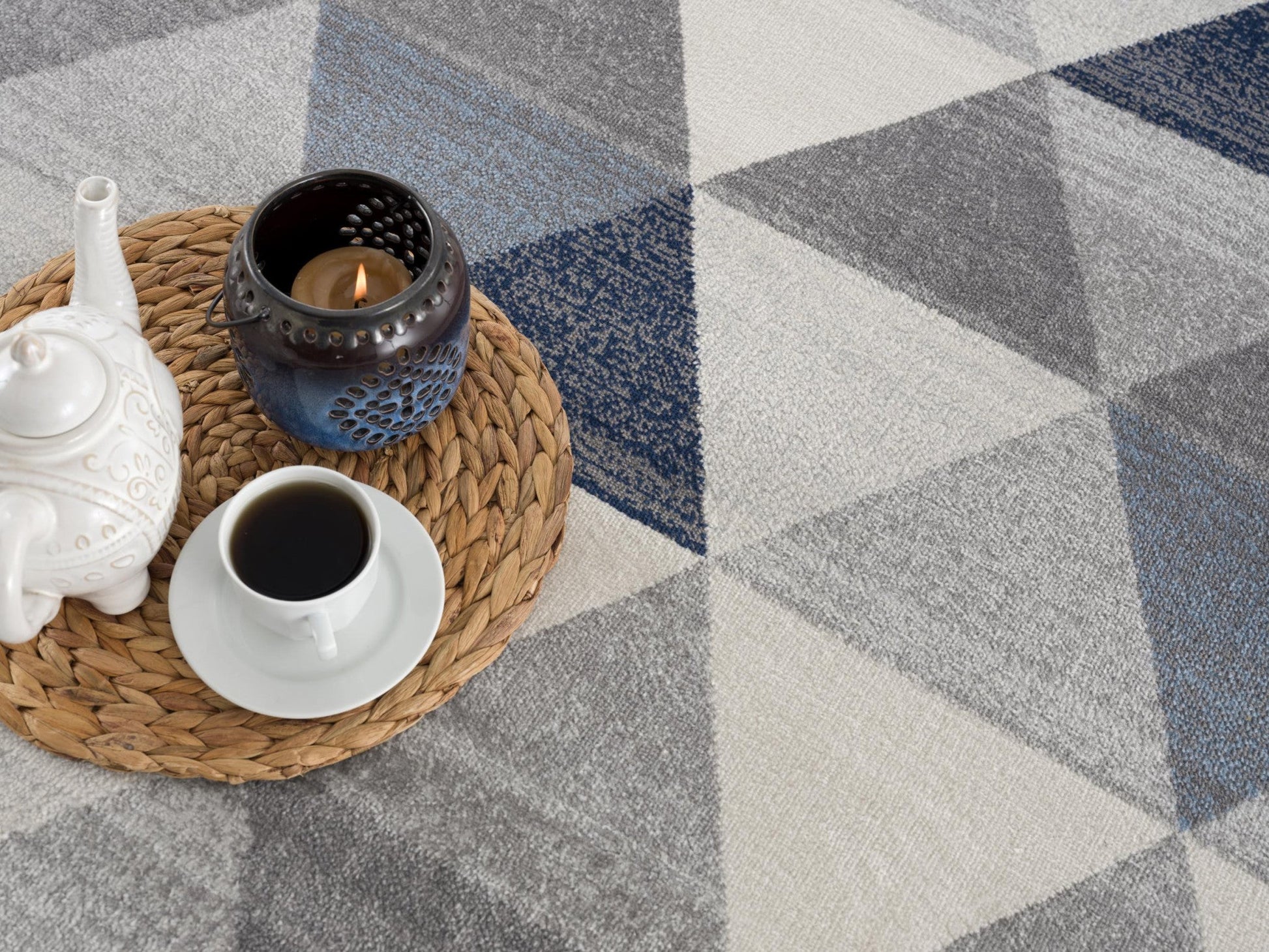 HomeRoots 2' x 13' Navy Blue Geometric Diamond Runner Rug