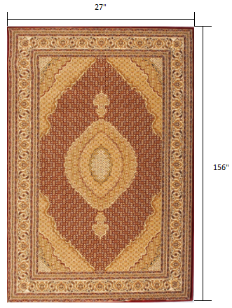 HomeRoots 2' x 13' Red and Beige Medallion Runner Rug