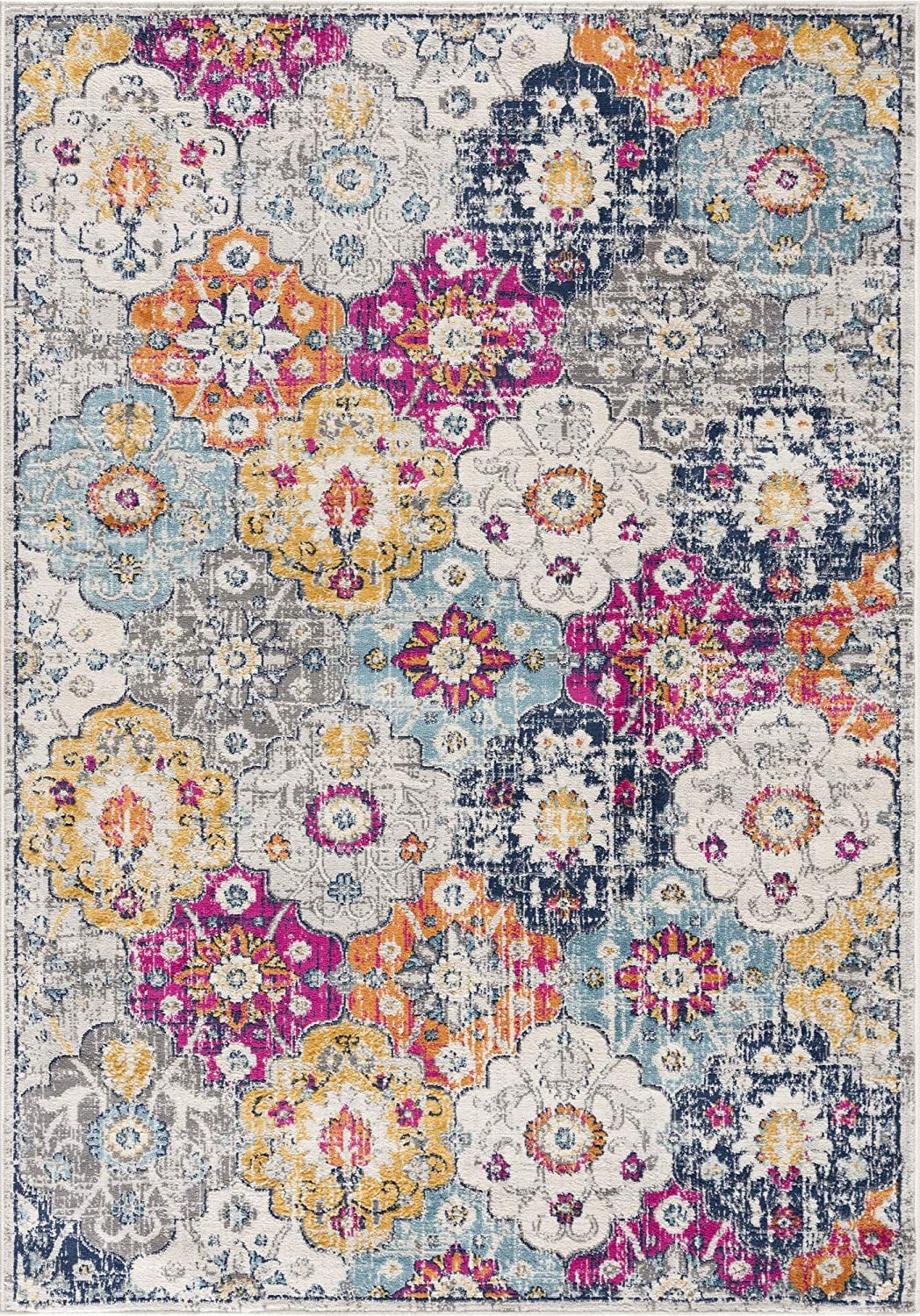 HomeRoots 2' x 13' Rust Distressed Floral Runner Rug