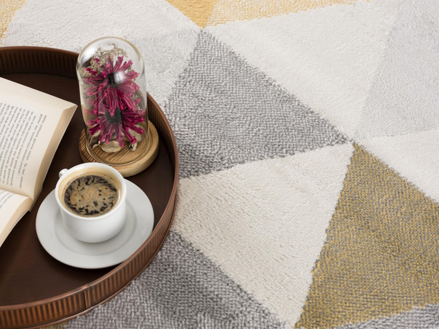 HomeRoots 2' x 13' Yellow Triangular Lattice Runner Rug