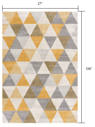 HomeRoots 2' x 13' Yellow Triangular Lattice Runner Rug