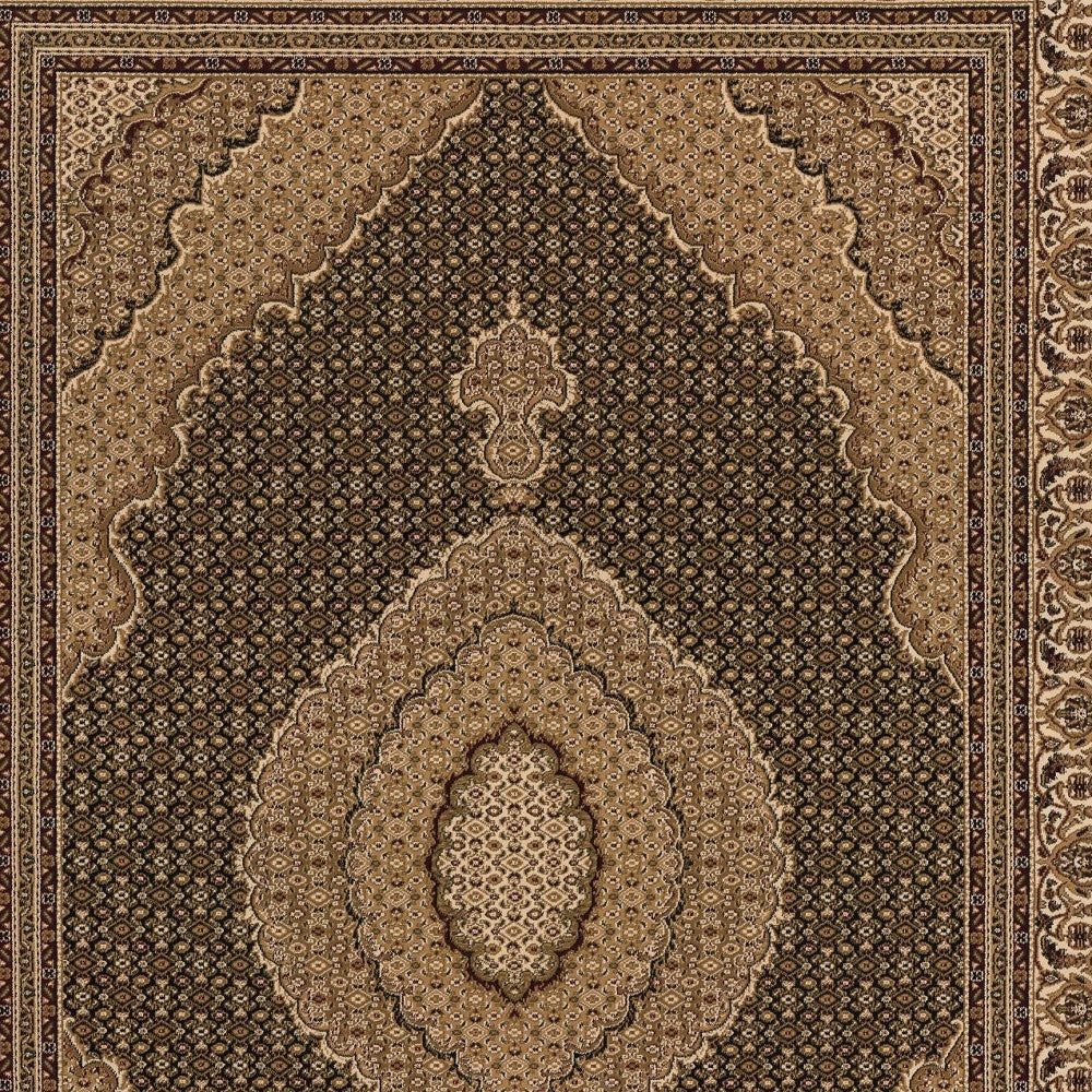 HomeRoots 2' x 15' Black and Beige Medallion Runner Rug