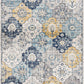 HomeRoots 2' x 15' Blue Distressed Floral Runner Rug