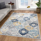 HomeRoots 2' x 15' Blue Distressed Floral Runner Rug