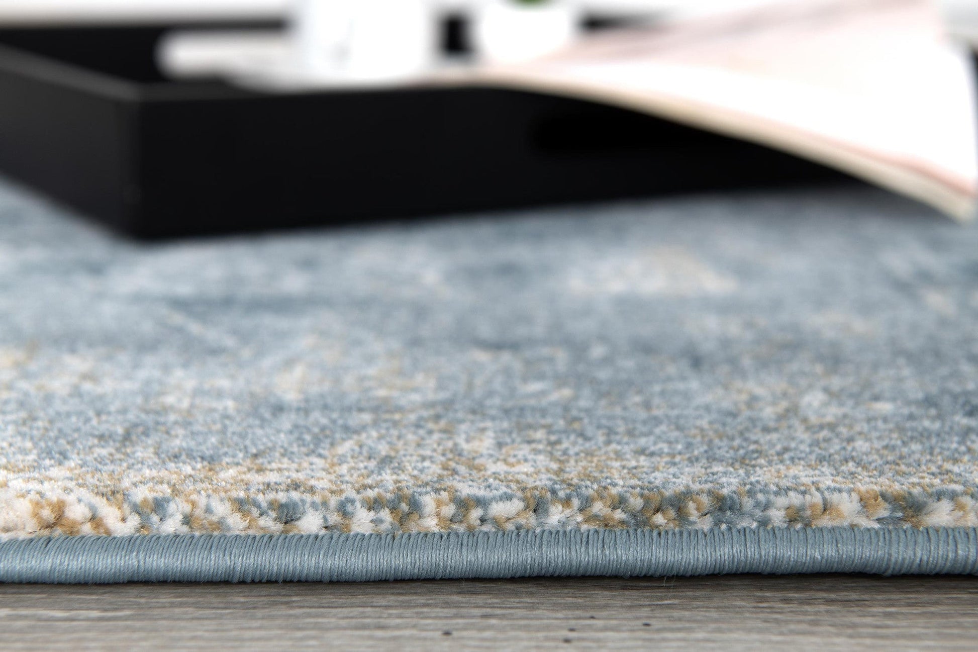 HomeRoots 2' x 15' Cream and Blue Abstract Patches Runner Rug