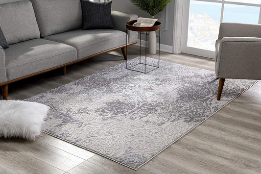 HomeRoots 2' x 15' Cream and Gray Faded Filigree Runner Rug