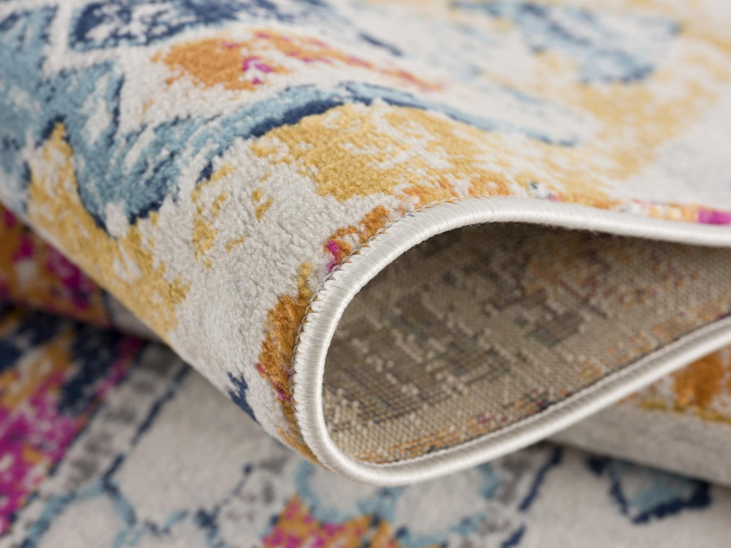 HomeRoots 2' x 15' Gold and Ivory Distressed Tribal Runner Rug