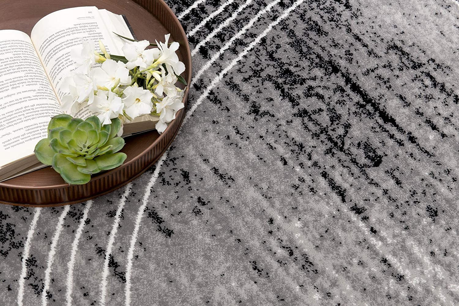 HomeRoots 2' x 15' Gray Distressed Swirls Runner Rug
