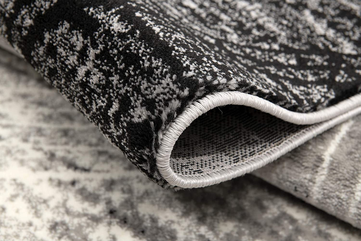HomeRoots 2' x 15' Gray Distressed Swirls Runner Rug