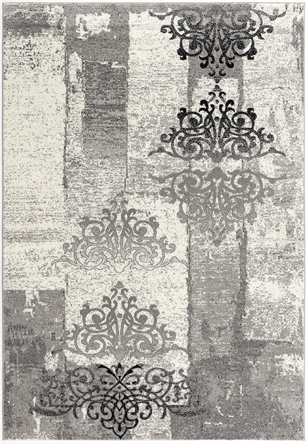 HomeRoots 2' x 15' Gray Faded Filigree Pattern Runner Rug
