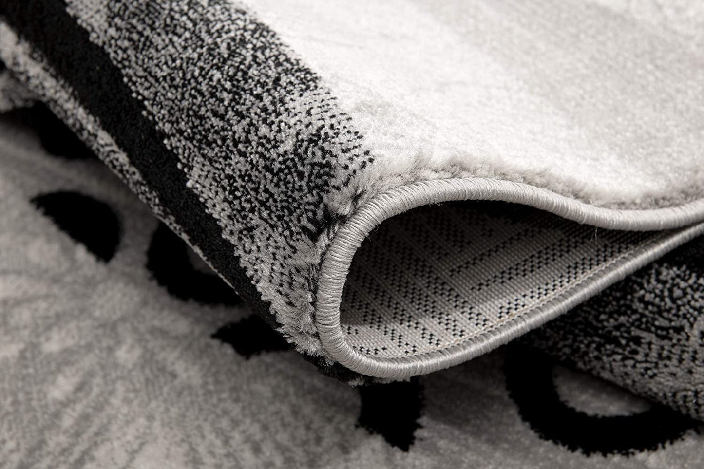 HomeRoots 2' x 15' Gray and Black Abstract Waves Runner Rug