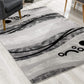 HomeRoots 2' x 15' Gray and Black Abstract Waves Runner Rug