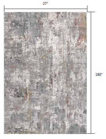 HomeRoots 2' x 15' Gray and Ivory Abstract Runner Rug