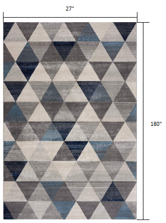 HomeRoots 2' x 15' Navy Blue Geometric Diamond Runner Rug