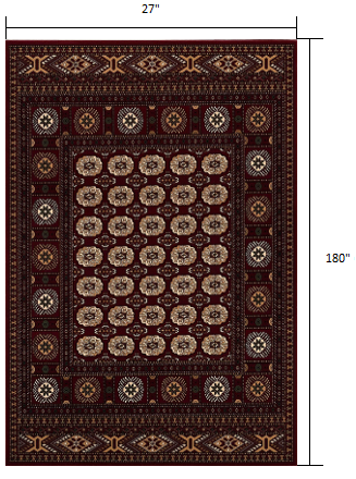 HomeRoots 2' x 15' Red Eclectic Geometric Pattern Runner Rug