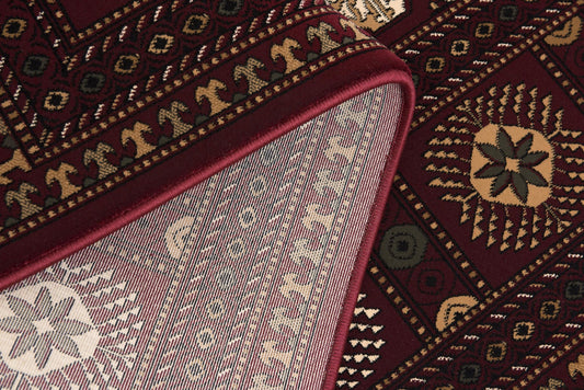 HomeRoots 2' x 15' Red Eclectic Geometric Pattern Runner Rug