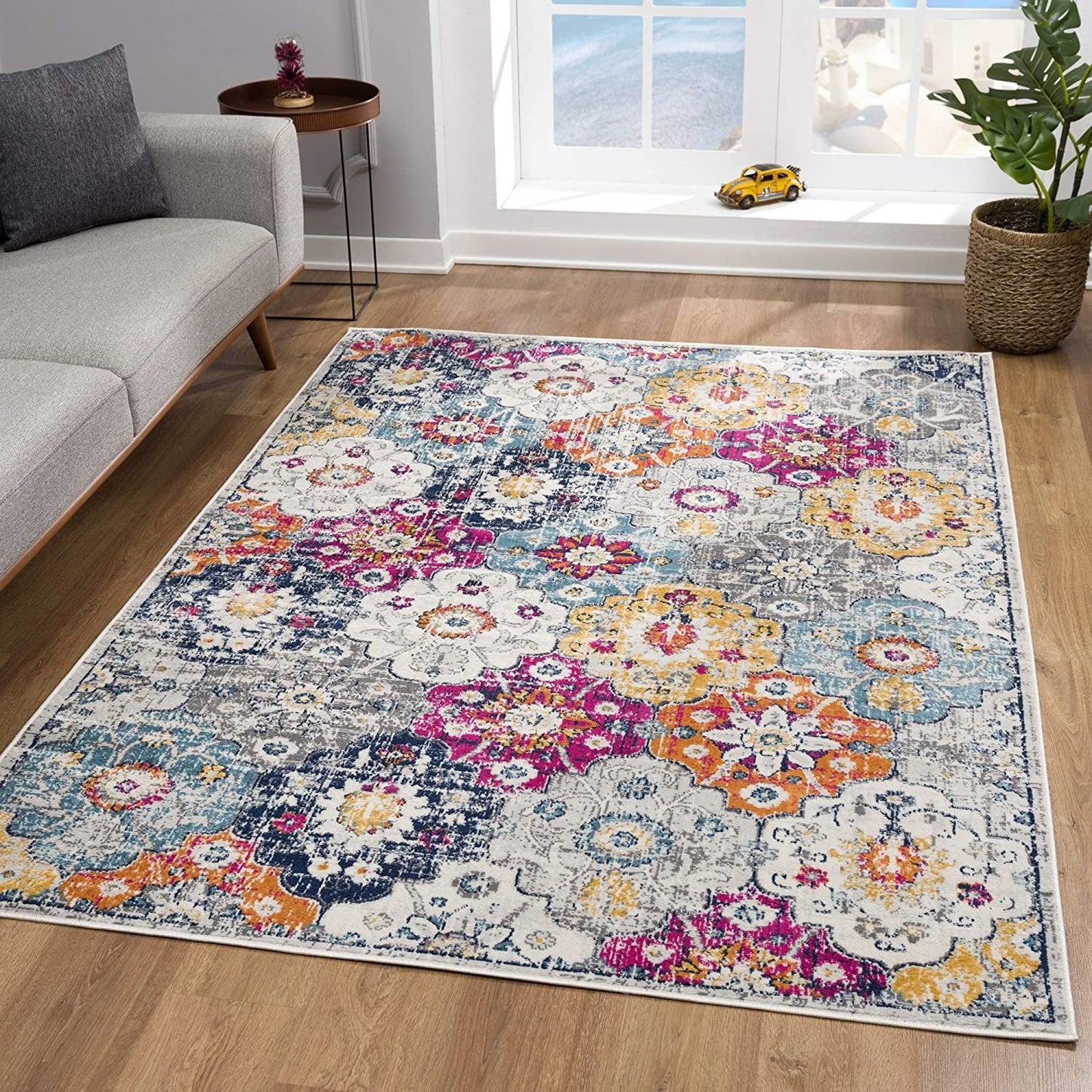HomeRoots 2' x 15' Rust Distressed Floral Runner Rug