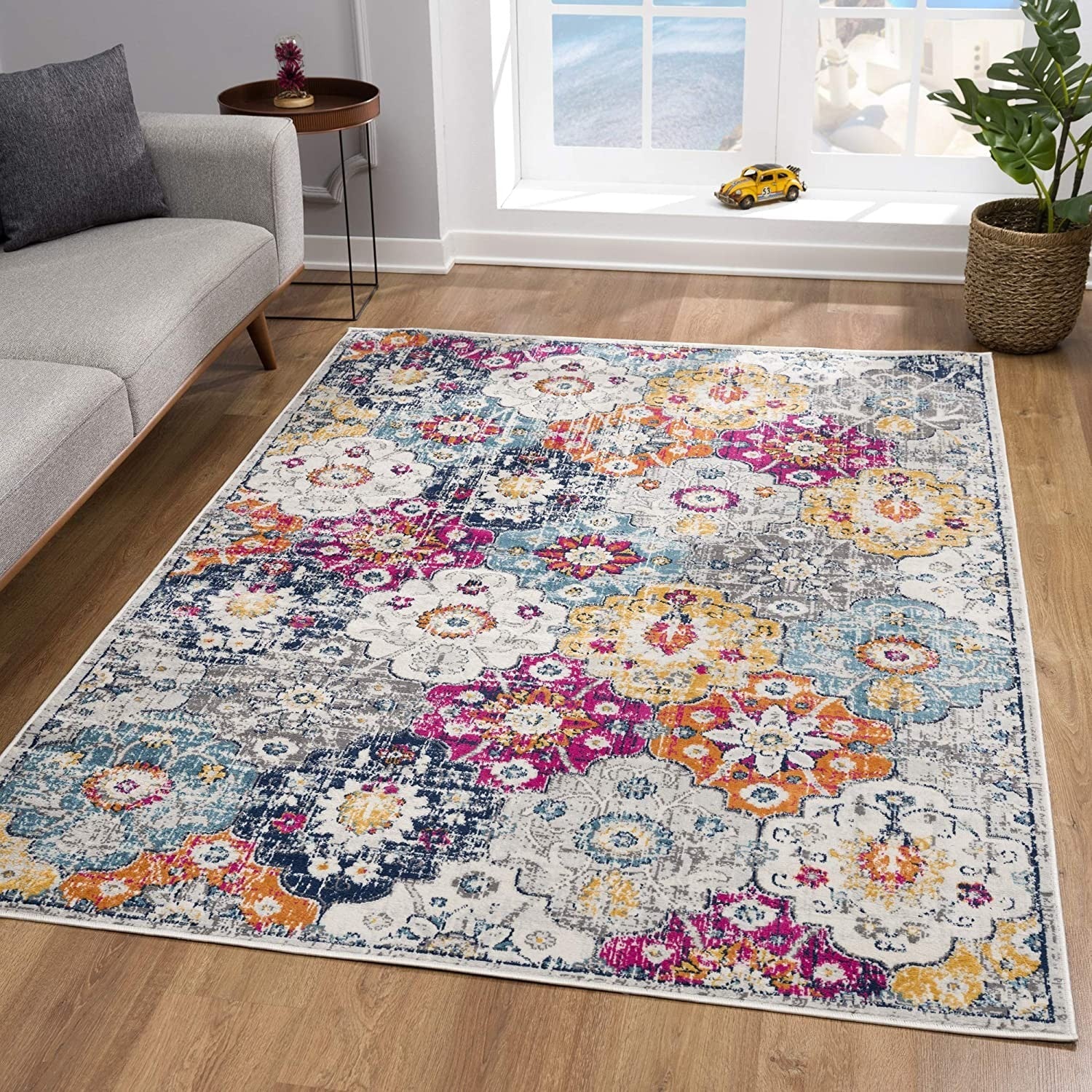 HomeRoots 2' x 15' Rust Distressed Floral Runner Rug
