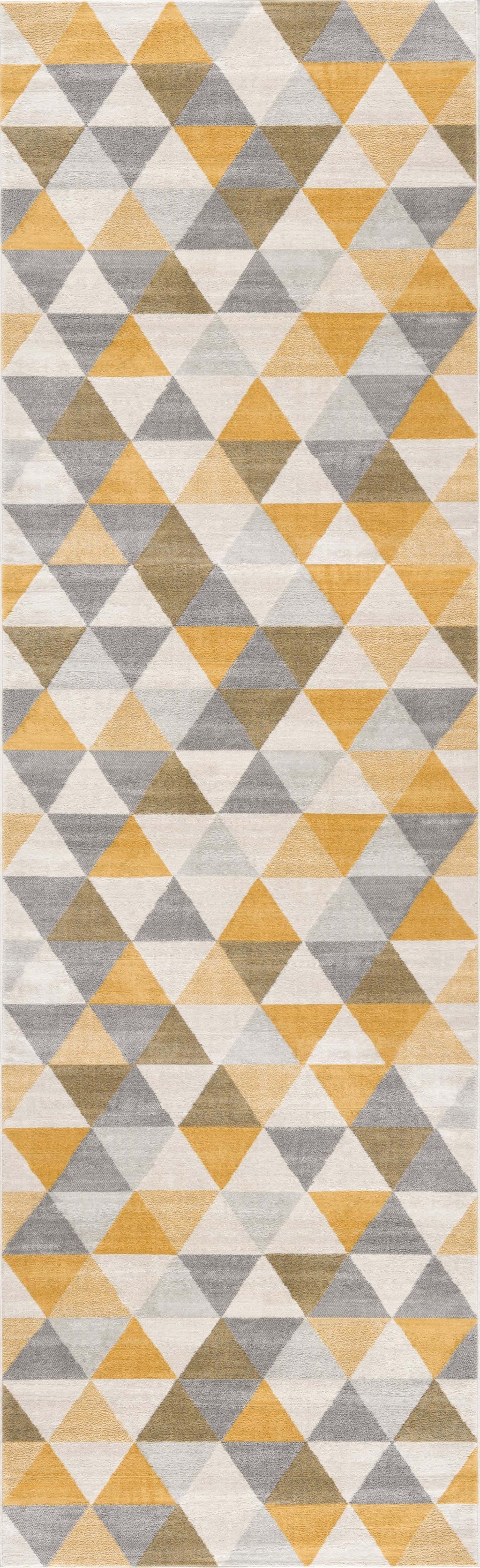 HomeRoots 2' x 15' Yellow Triangular Lattice Runner Rug