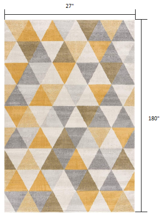 HomeRoots 2' x 15' Yellow Triangular Lattice Runner Rug