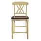 HomeRoots 2" x 19.5" x 41.5" Buttermilk And Oak Counter Height Chair in Set of 2