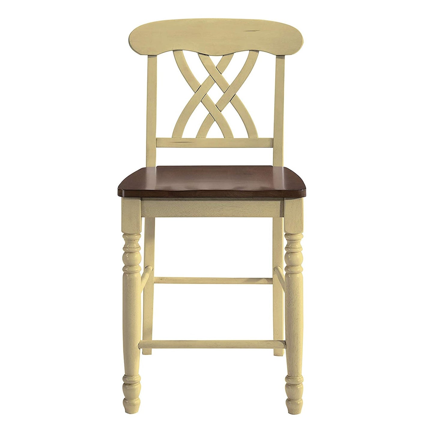 HomeRoots 2" x 19.5" x 41.5" Buttermilk And Oak Counter Height Chair in Set of 2