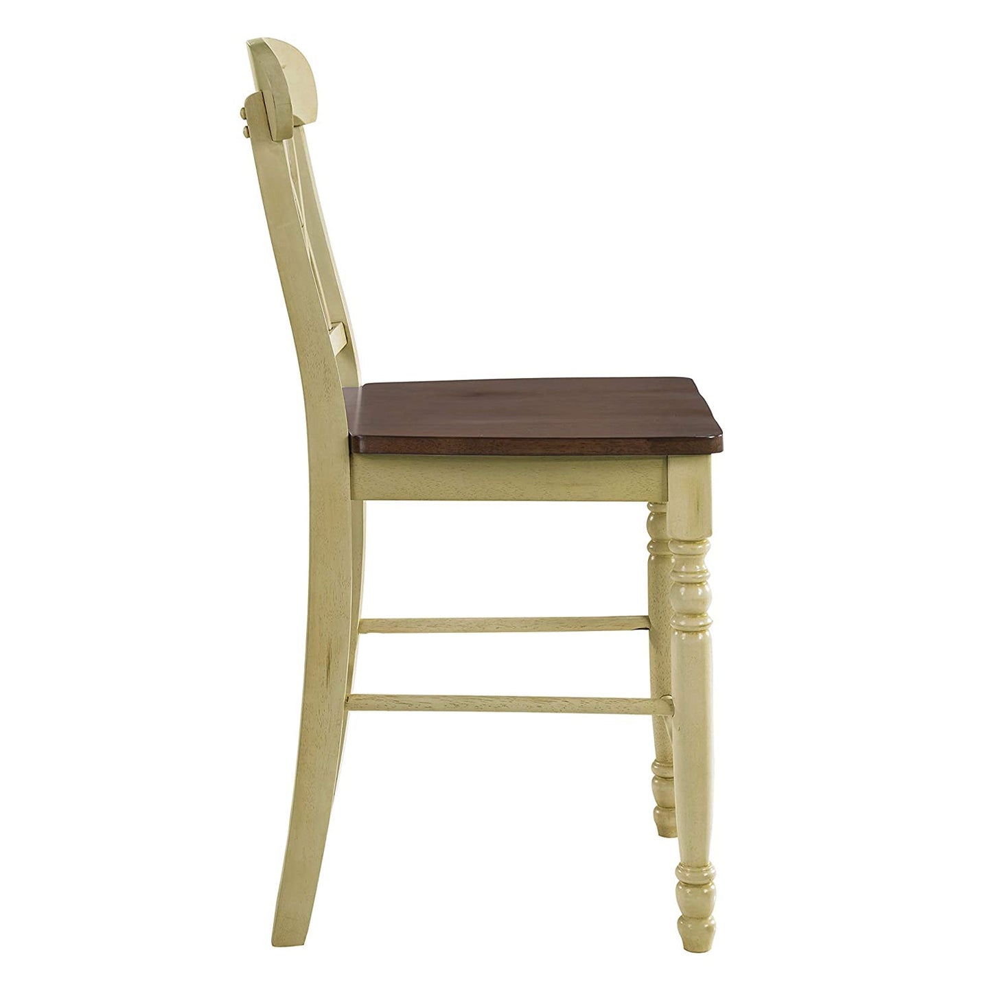 HomeRoots 2" x 19.5" x 41.5" Buttermilk And Oak Counter Height Chair in Set of 2