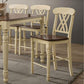 HomeRoots 2" x 19.5" x 41.5" Buttermilk And Oak Counter Height Chair in Set of 2