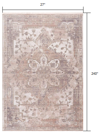 HomeRoots 2' x 20' Beige Classic Medallion Runner Rug