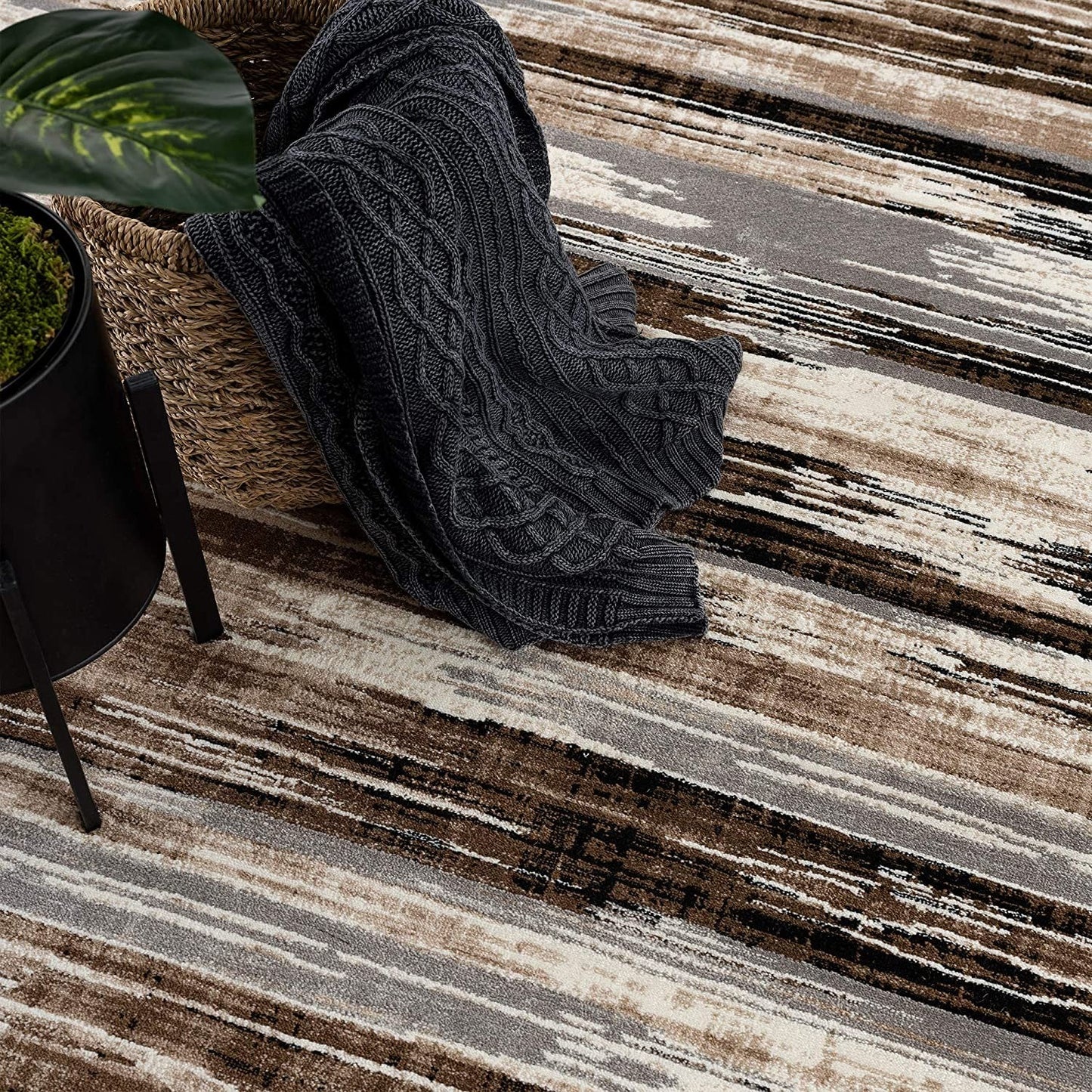 HomeRoots 2' x 20' Beige Rustic Strokes Runner Rug