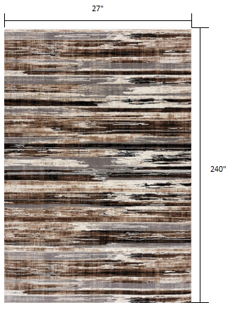 HomeRoots 2' x 20' Beige Rustic Strokes Runner Rug