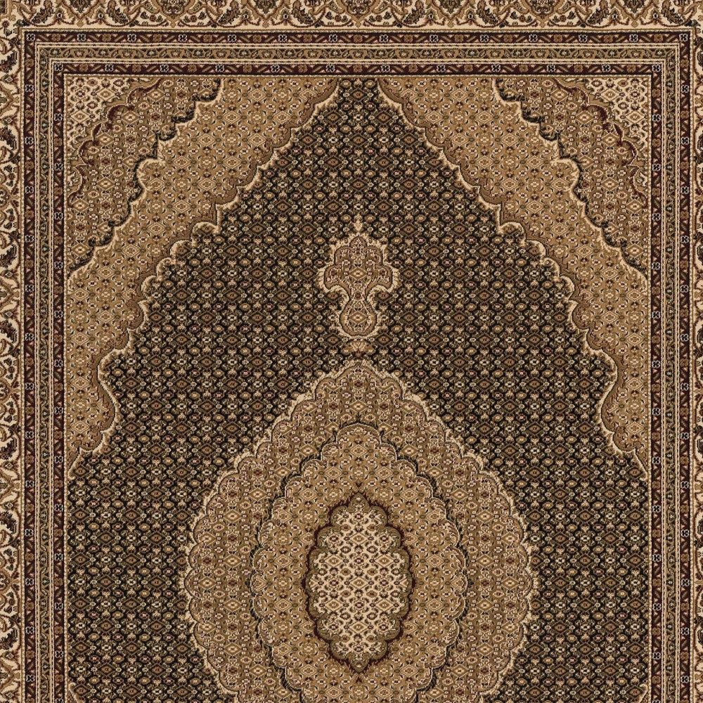 HomeRoots 2' x 20' Black and Beige Medallion Runner Rug
