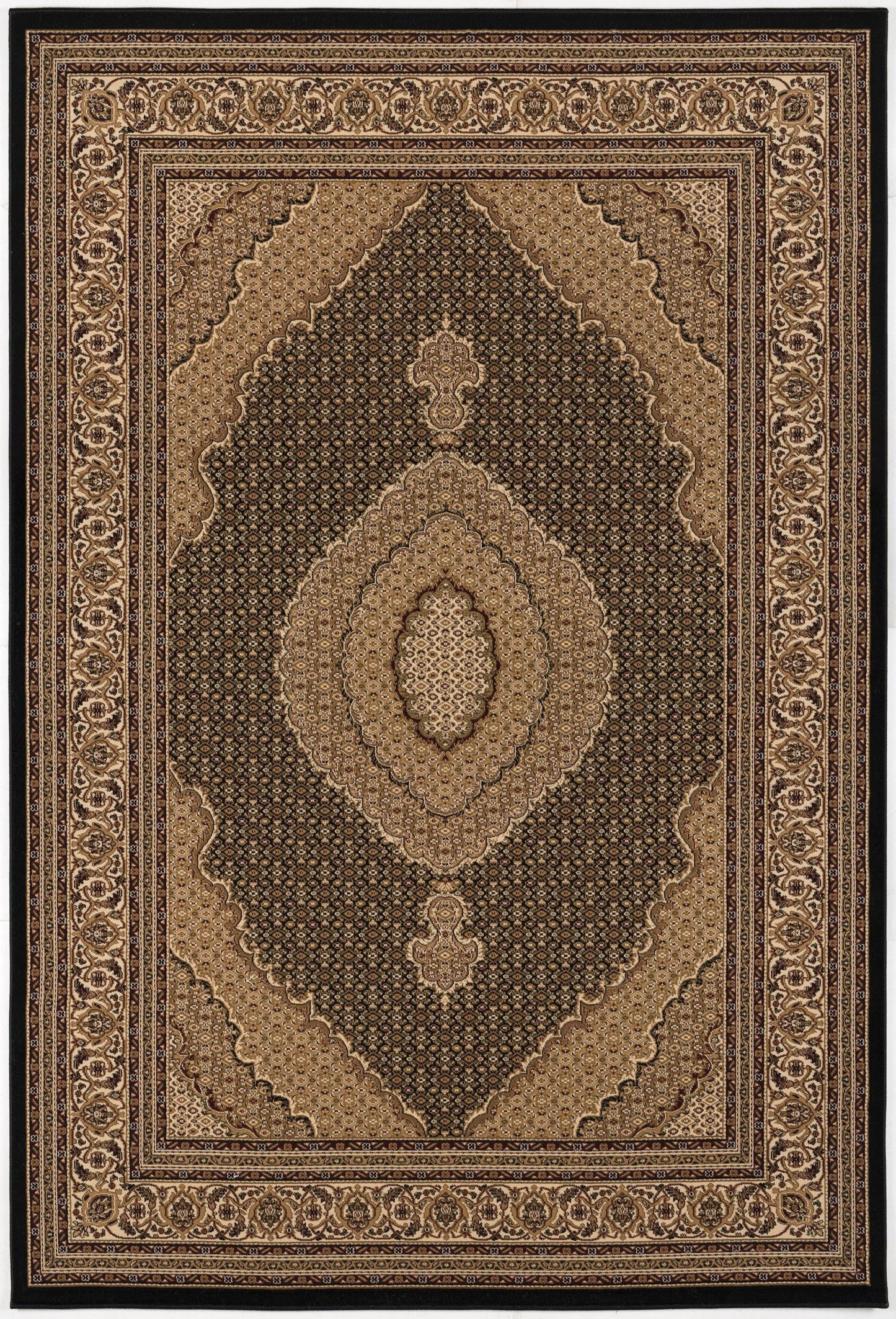 HomeRoots 2' x 20' Black and Beige Medallion Runner Rug