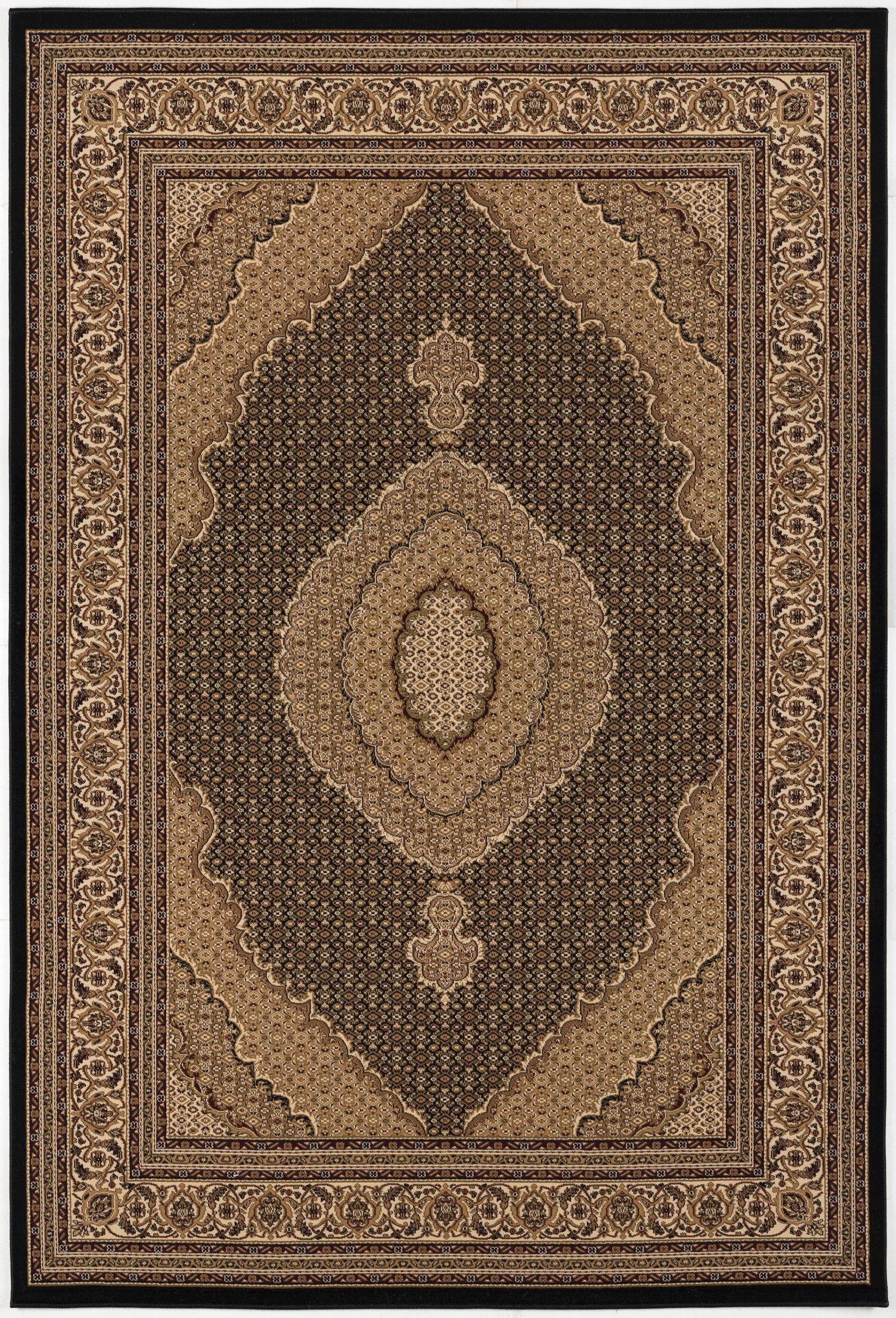 HomeRoots 2' x 20' Black and Beige Medallion Runner Rug