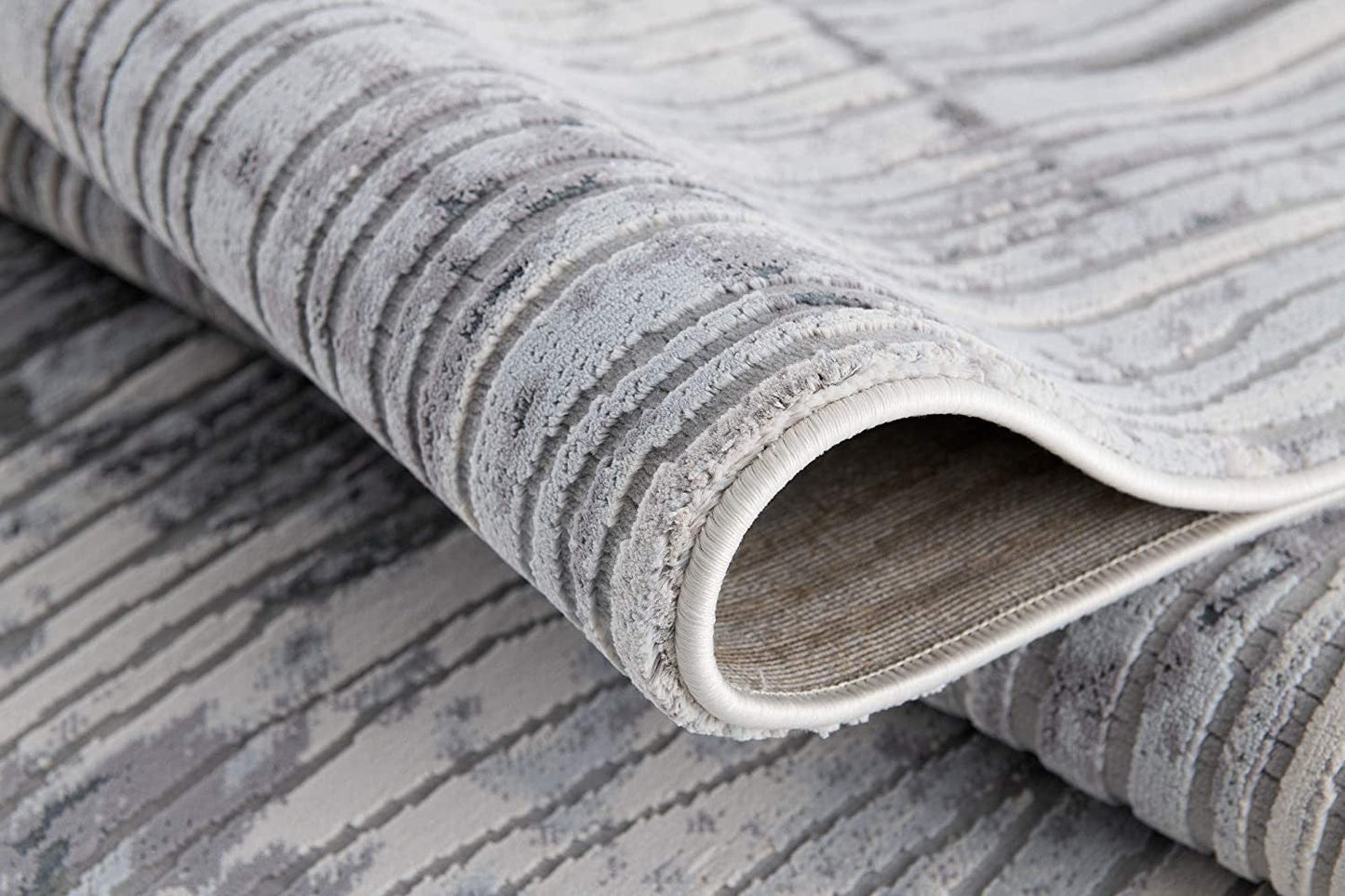 HomeRoots 2' x 20' Blue Abstract Strokes Runner Rug