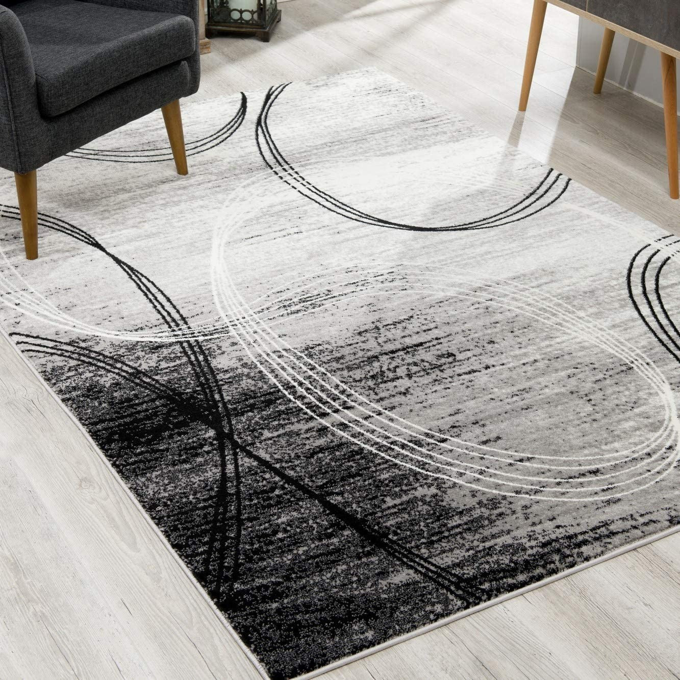 HomeRoots 2' x 20' Gray Distressed Swirls Runner Rug