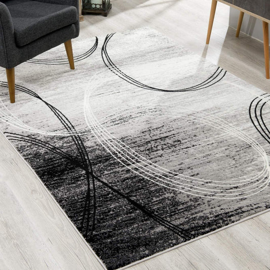 HomeRoots 2' x 20' Gray Distressed Swirls Runner Rug