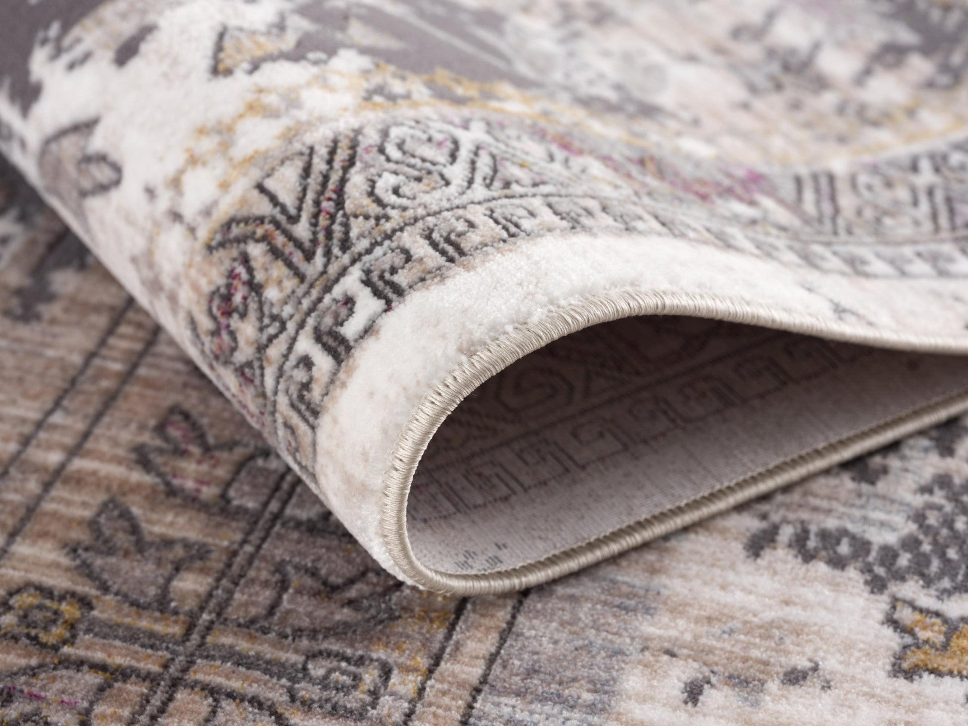 HomeRoots 2' x 20' Gray Faded Tribal Motifs Runner Rug