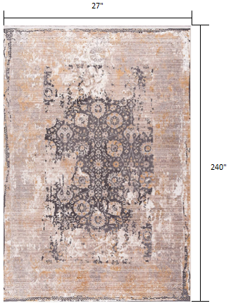 HomeRoots 2' x 20' Gray Washed Out Persian Runner Rug